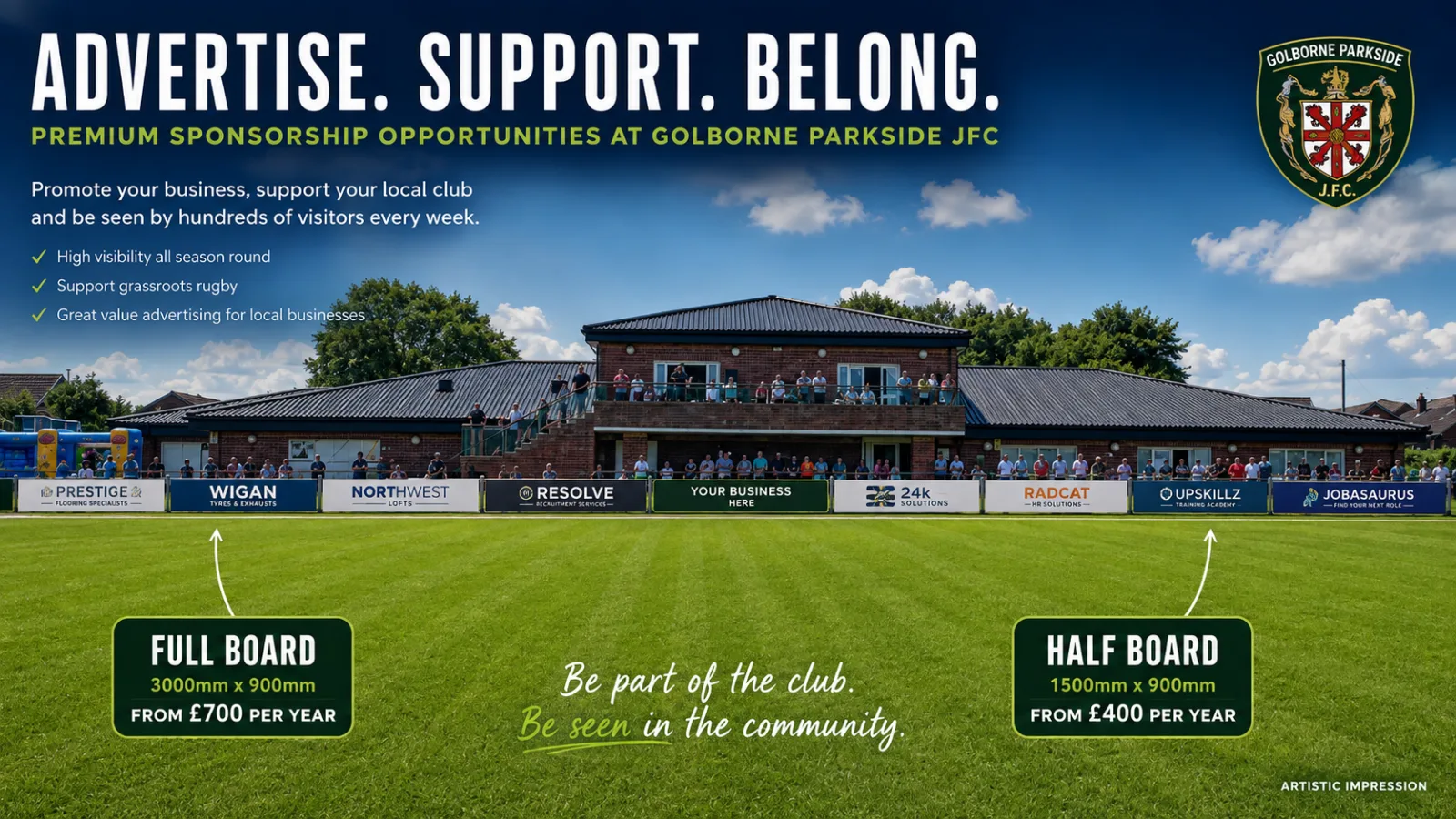 Sponsor boards around the Parkside pitch